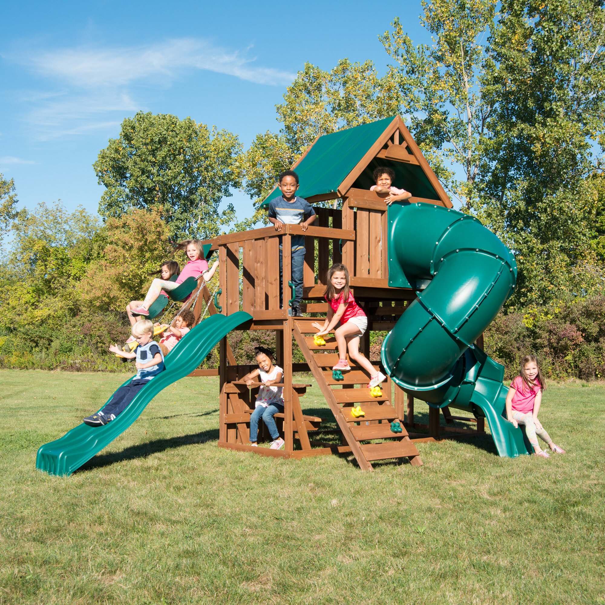 Denali Tower Wooden Play Swing Set