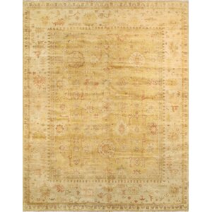 Oushak Hand-Knotted Gold/Ivory Area Rug