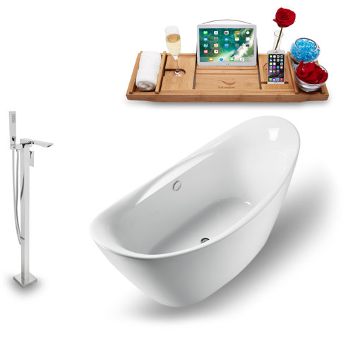 StreamlineBath 67" x 31" Freestanding Soaking Bathtub with ...