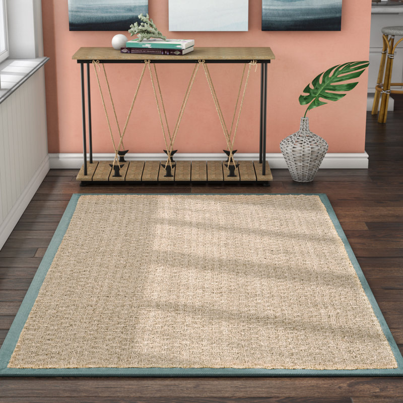 Beachcrest Home Richmond Natural/Light Blue Indoor Area Rug & Reviews