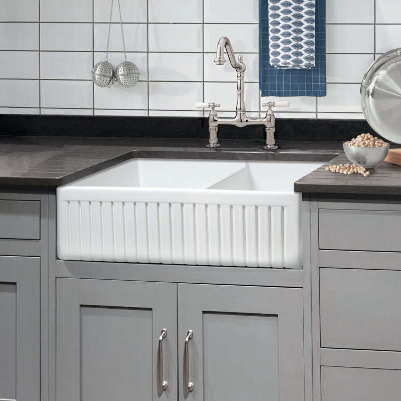Sutton Place 33 L X 18 W Double Basin Farmhouse Kitchen Sink With Sutton Place 33 L X 18 W Double Basin Farmhouse Kitchen Sink With Grid