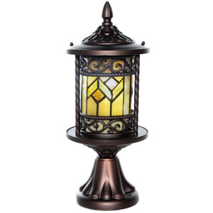 Geometric Stained Glass 10-Light LED Pier Mount Light