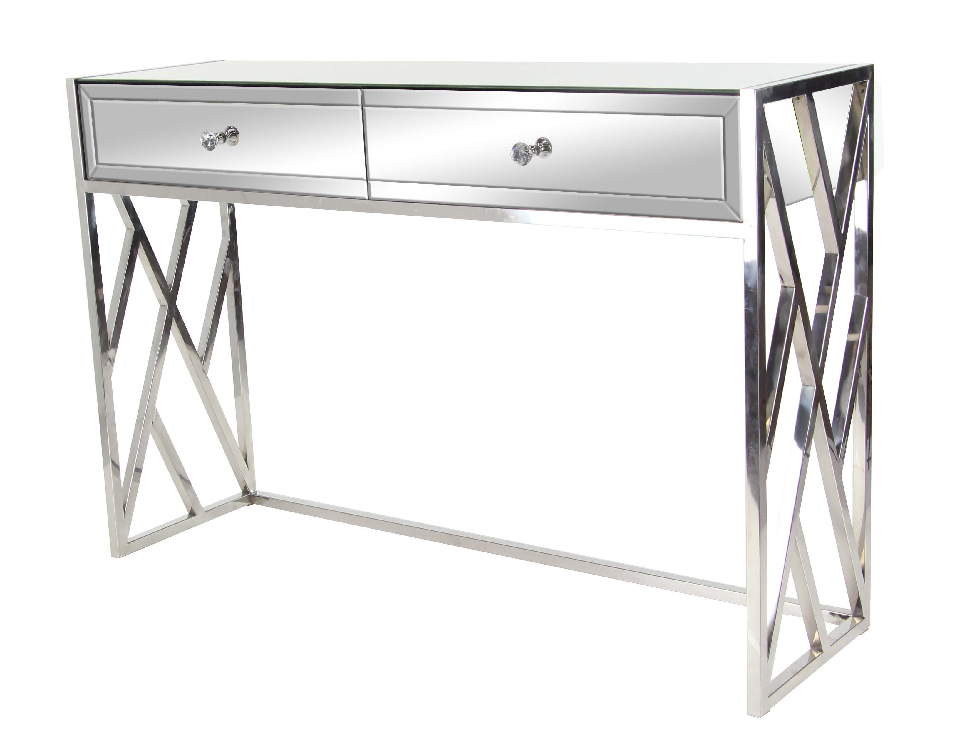 Orren Ellis Scorpio Modern 2 Drawer Mirrored Console Table Wayfair