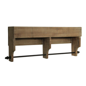 Shantel Wood Wall Storage Hanging Rod Wall Shelf