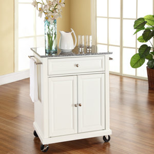 Detweiler Solid Granite Top Portable Kitchen Cart/Island