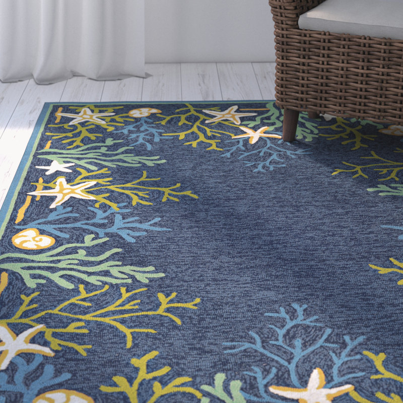 Rundall Sea Water HandHooked Blue Indoor/Outdoor Area Rug & Reviews