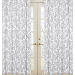 Elizabeth Damask Semi-Sheer Rod pocket Curtain Panels (Set of 2)