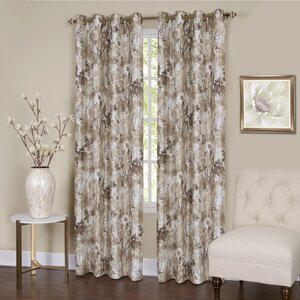 Sybilla - Lined Nature/Floral Blackout Grommet Single Curtain Panel