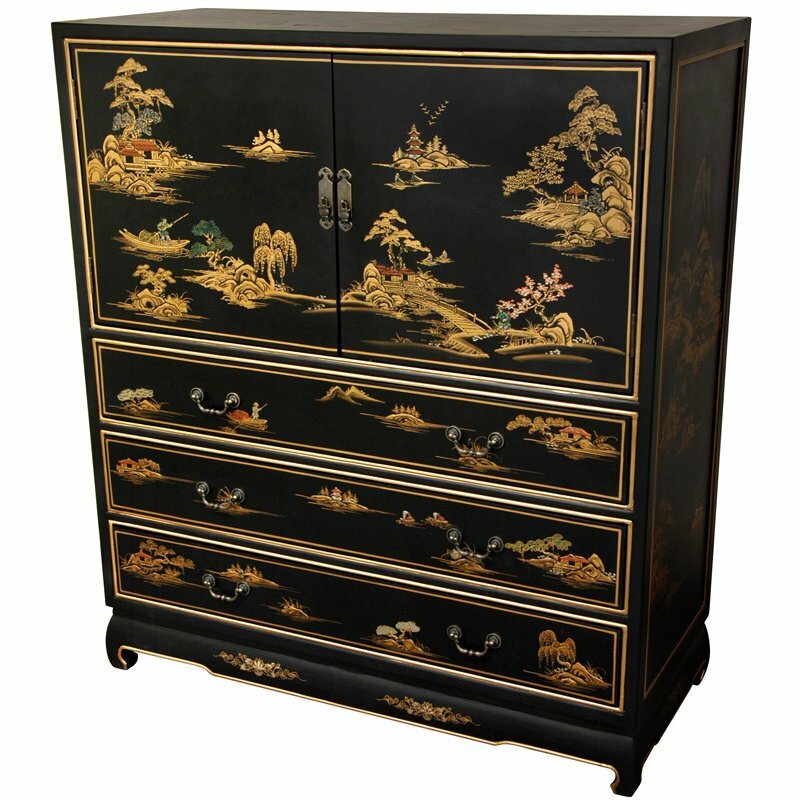 Oriental Furniture Chinese 3 Drawer Combo Dresser Wayfair