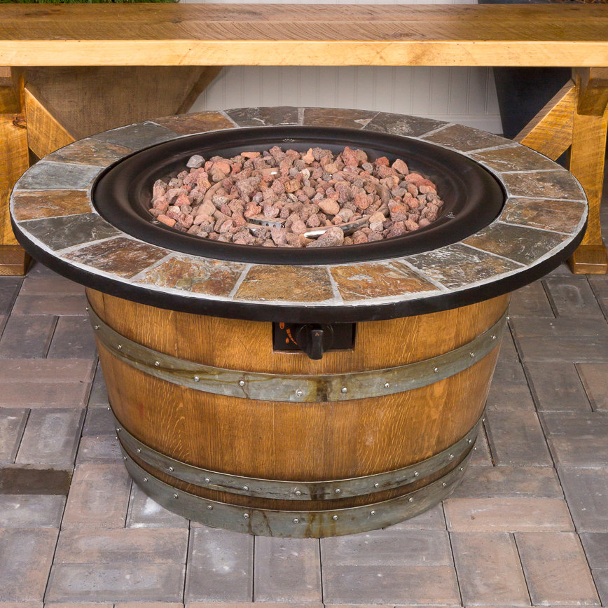 Napa East Collection Wine Barrel Steel Propane Fire Pit ...