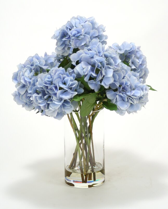 Distinctive Designs Waterlook Silk Hydrangeas in Glass Vase & Reviews ...