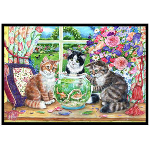 Cats Just Looking in the fish bowl Doormat