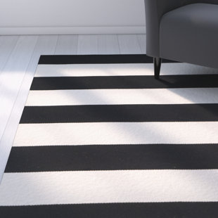 Striped Rugs You Ll Love Wayfair Skyler Hand Woven Cotton Black Ivory Area Rug