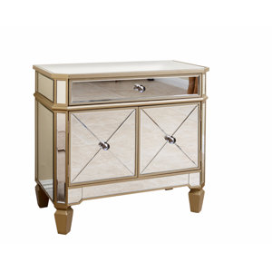 Aurellia Trim Mirrored 2 Door Accent Cabinet