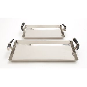 2 Piece Stainless Steel Tray Set