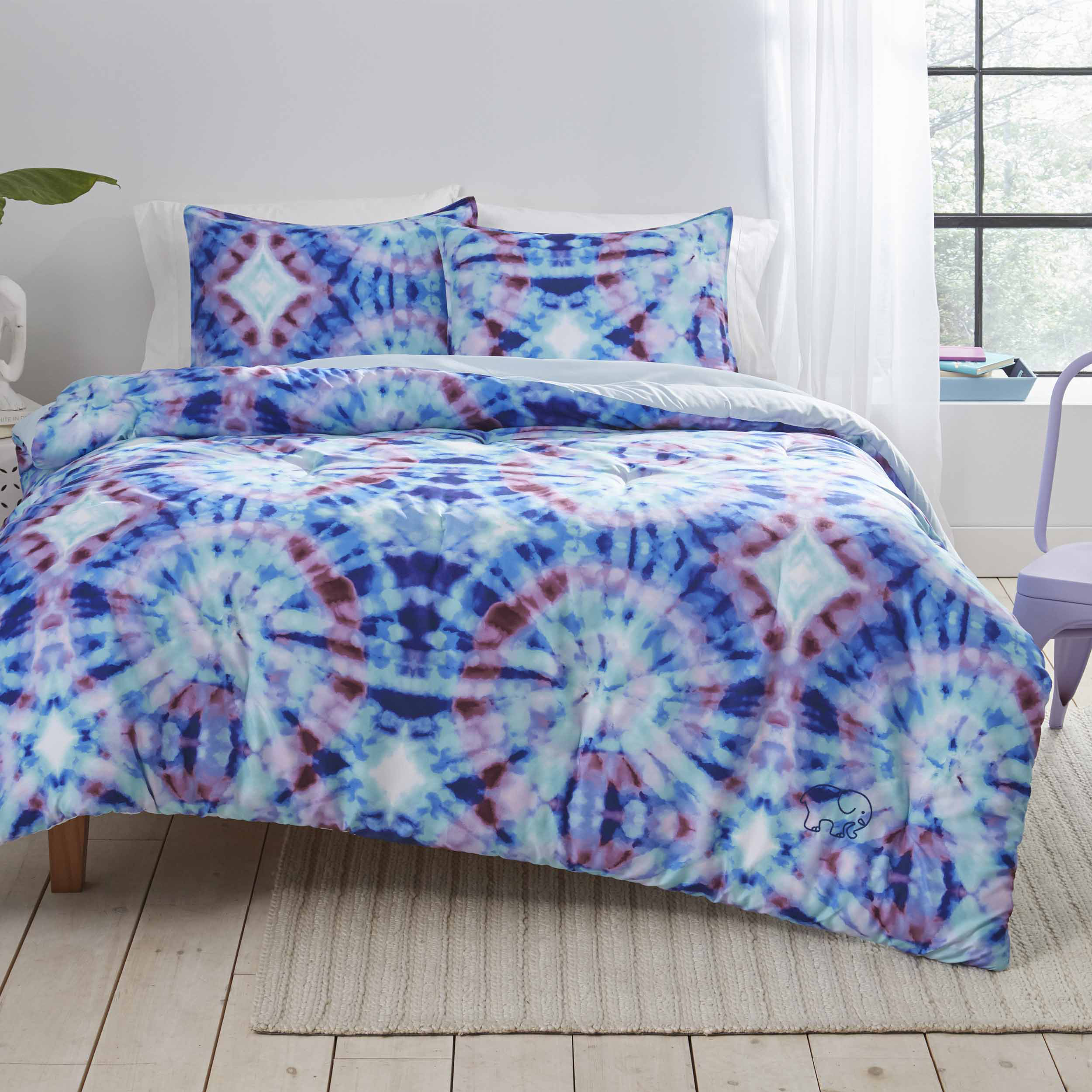 Queen Mandala Duvet Cover Set Purple Blue Decorative 4 Piece