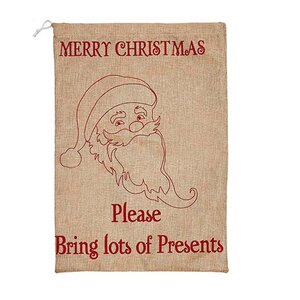 Burlap Christmas Bag with Santa (Set of 2)