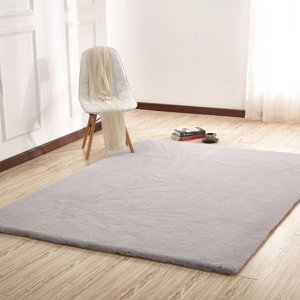 Korth Over Plush Rabbit Skin Silver Area Rug