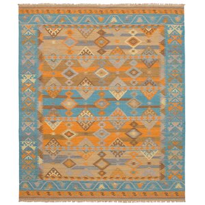 Norwell Wool Orange/Turquoise Area Rug