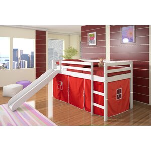 Tent Twin Low Loft Bed with Slide