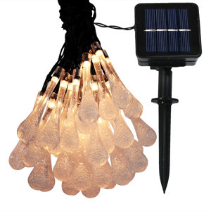 30 Count LED Solar Powered Water Drop String Light