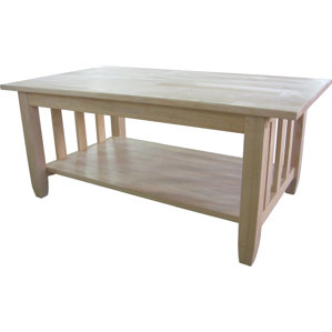Unfinished Wood Mission Coffee Table by International Concepts