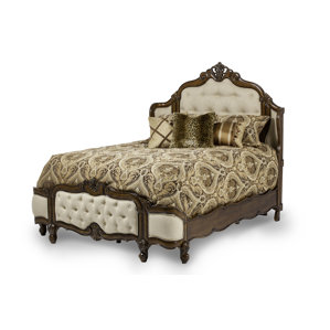 Lavelle Wing Mansion Upholstered Panel Bed by Michael Amini (AICO)