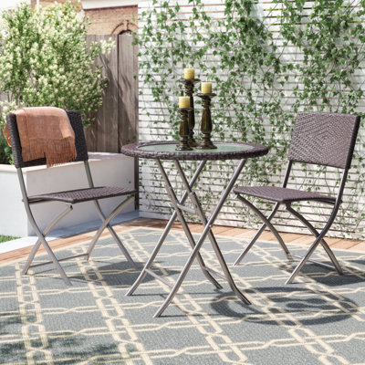 Andover Mills Byington Round Glass Top Table 3 Piece Bistro Set ... Andover Mills Byington Round Glass Top Table 3 Piece Bistro Set ...