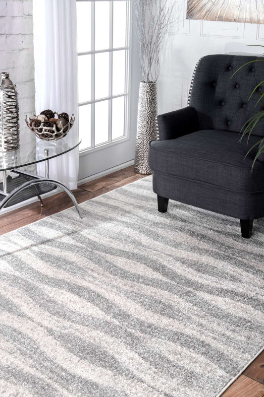 Mercury Row Lada Abstract Waves Grey/White Area Rug & Reviews Wayfair.ca
