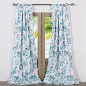 Cassette Nautical Semi Sheer Rod Pocket Curtain Panels (Set of 2)
