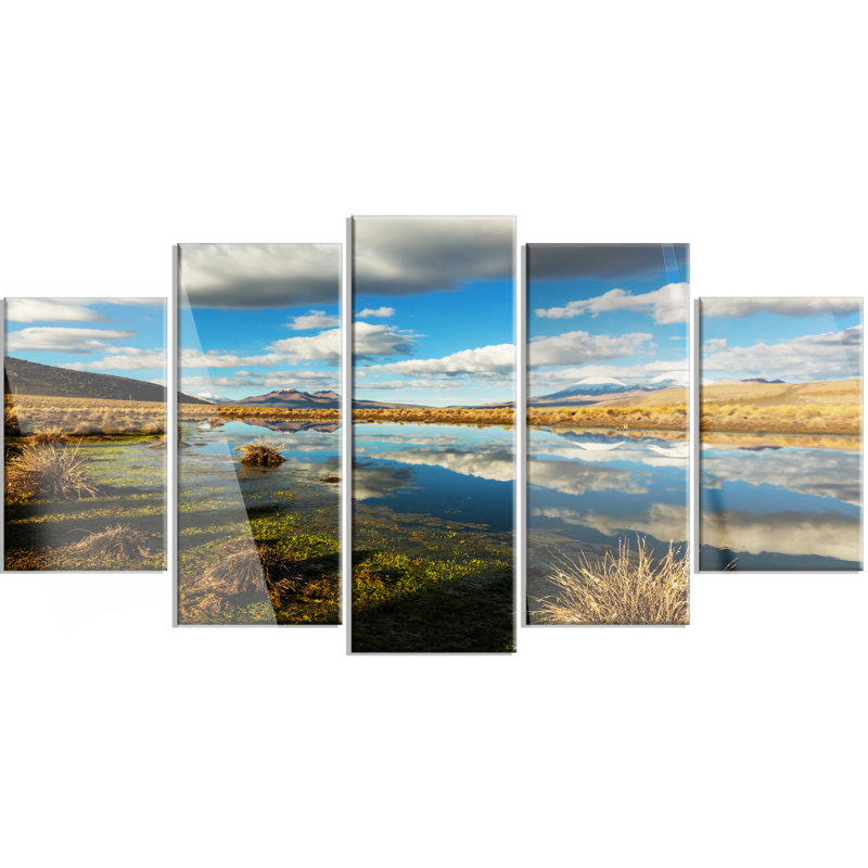 Clouds Reflecting In Mountain Lake 5 Piece Photographic Print On Metal Set