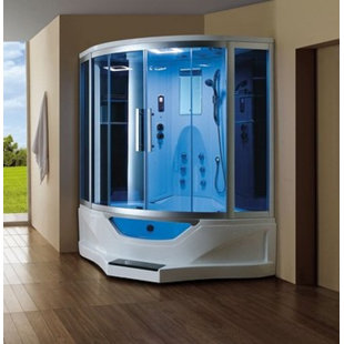 Steam Shower Sauna Combo Wayfair Combination 61 X 89 Neo Angle Sliding Steam Shower With Base Included