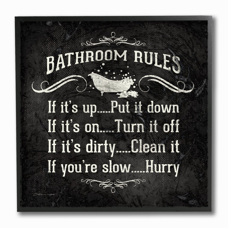 Bathroom Rules winston porter 'bathroom rules bw icon' textual art on canvas Bathroom Rules winston porter 'bathroom rules bw icon' textual art on canvas