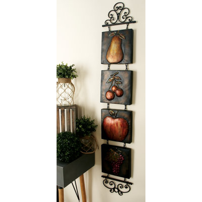 wall vertical decor metal hanging fruit tile narrow tiles sculpture decoration themed iron hayneedle painted hand accents today vincent gogh