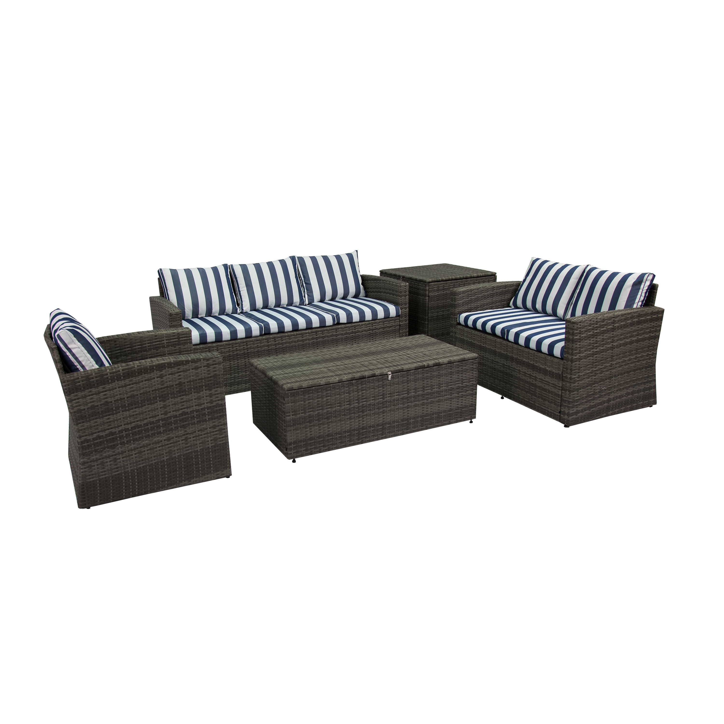Arlington 5 Piece Rattan Sofa Seating Group With Cushions