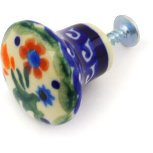 Polish Pottery Spring Flowers Knob Drawer Pull