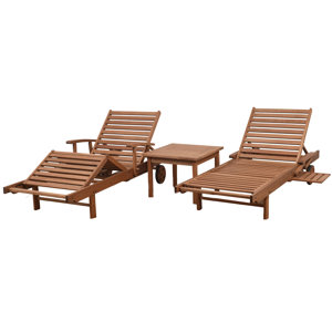 Newbury Patio 3 Piece Single Chaise Lounge Set