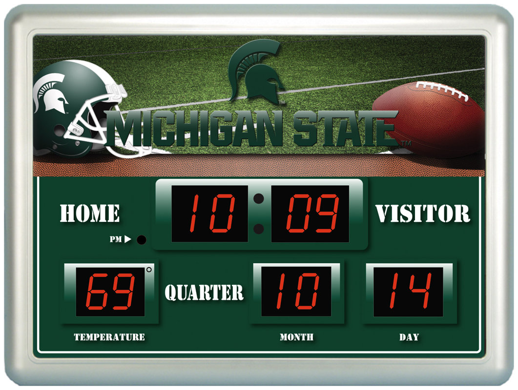 Team Sports America NCAA ScoreBoard Wall Clock with Thermometer