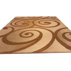 Hand-Carved Beige/Brown Area Rug