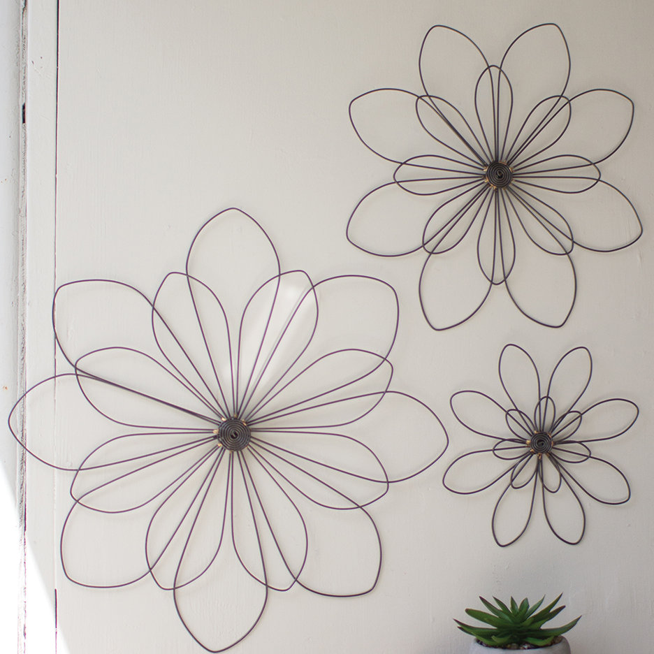 August Grove 3 Piece Wire Flowers Wall Décor Set Wayfair