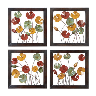 4 Piece Metal Wall Decor Set Wayfair 4 Piece Metal Plaque Wall Decor Set