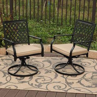 Patio Dining Chairs You Ll Love Wayfair Stills Outdoor Metal Swivel Patio Dining Chair With Cushion Set Of 2