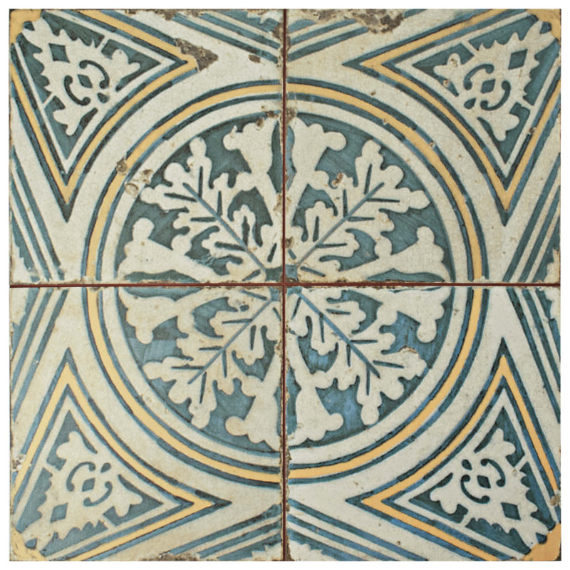 EliteTile Royalty 17.75" x 17.75" Ceramic Field Tile in Blue/Yellow