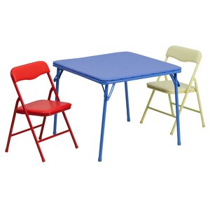 Folding Kids 3 Piece Square Table and Chair Set