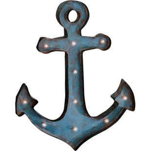 Cobalt Blue Wall Decor Wayfair Coastal Anchor Blue Metal Led Wall Décor