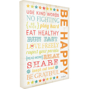 Stella Be Happy Kids Typography Canvas Wall Art