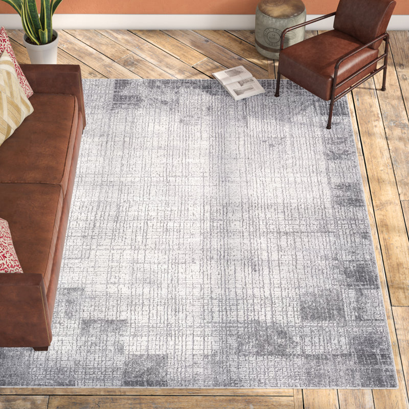 Williston Brooks Distressed Modern Abstract Gray/Cream Area Rug