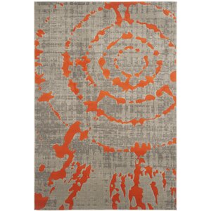 Deasia Light Gray & Orange Area Rug