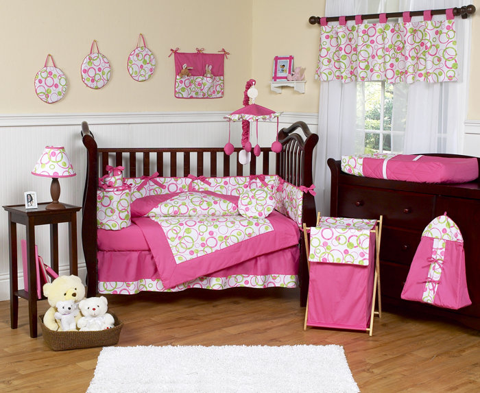 Sweet Jojo Designs Circles Pink 9 Piece Crib Bedding Set & Reviews