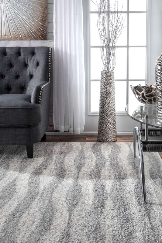 Mercury Row Lada Abstract Waves Grey/White Area Rug & Reviews Wayfair.ca